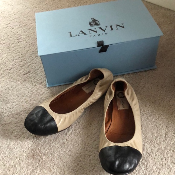 Lanvin Shoes - Lanvin Beige with Black Toe Caps and original box